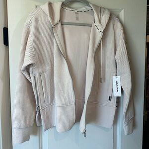 DKNY Cream Ribbed Zip-Up Jacket